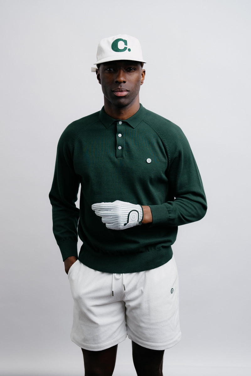 Long Sleeve Knit Polo - Green