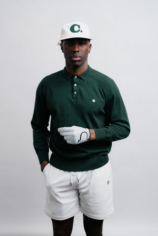 Long Sleeve Knit Polo - Green thumbnail