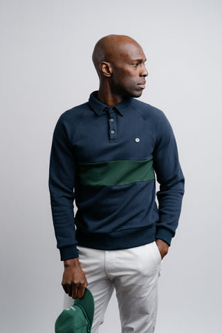 Wide Strip Long Sleeve Polo thumbnail