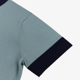 Two Tone Knit Polo Shirt - Green & Navy